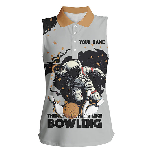 Bowling Astronaut in Space There's nothing like bowling Custom Women sleeveless polo Bowling Shirts NQS8256