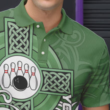 Load image into Gallery viewer, Green Irish Tribal Cross St Patrick's Day Mens bowling shirts Custom Lucky Bowling Team Jerseys NQS9382