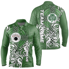 Load image into Gallery viewer, Green Irish Tribal Cross St Patrick's Day Mens bowling shirts Custom Lucky Bowling Team Jerseys NQS9382