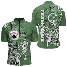 Load image into Gallery viewer, Green Irish Tribal Cross St Patrick's Day Mens bowling shirts Custom Lucky Bowling Team Jerseys NQS9382