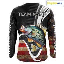 Load image into Gallery viewer, Personalized professional Crappie fishing shirts American Flag patriotic Crappie fishing jerseys NQS11460