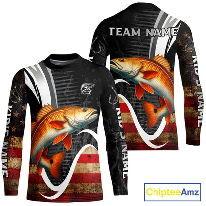 Personalized professional Redfish fishing shirts American Flag patriotic Red Drum fishing jerseys NQS11461