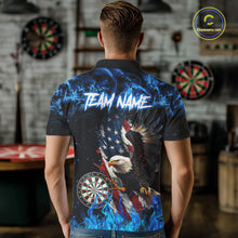 Load image into Gallery viewer, Blue Flame American Flag Eagle Men Dart Shirts Custom patriotic Dart Jersey NQS11645
