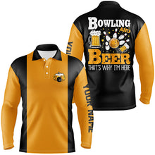 Load image into Gallery viewer, Black and yellow Retro bowling Polo shirts for men custom bowling and beer that's why I'm here NQS7474