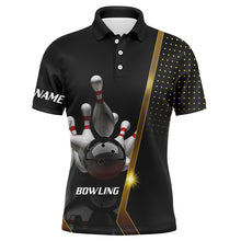 Load image into Gallery viewer, Custom Black bowling shirt for men – personalized team jersey front view