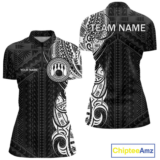 Black and White Tribal pattern Women Bowling Shirts Custom Bowling outfit ladies Team bowling jerseys NQS10648