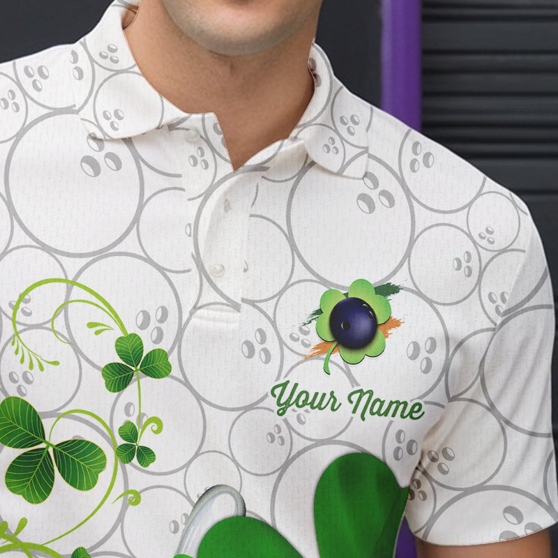 Green shamrock Mens bowling polo, quarter zip shirts Custom St Patrick Day team league bowling jerseys NQS9532