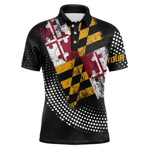 Personalized golf polo shirts for Men Vintage Maryland Flag Custom patriotic golf tops for mens NQS9537