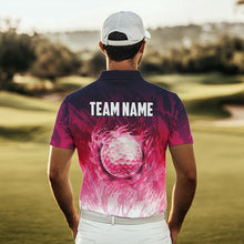 Load image into Gallery viewer, Funny Flamingo pink camo flame golf ball Mens Golf Polo Shirts Custom Flamingo Golf attire for men NQS9697