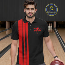 Load image into Gallery viewer, Black and Red retro Bowling shirts for men custom Today's forecast bowling with a chance of cussing NQS10452