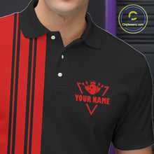 Load image into Gallery viewer, Black and Red retro Bowling shirts for men custom Today's forecast bowling with a chance of cussing NQS10452