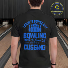 Load image into Gallery viewer, Black and Blue retro Bowling shirts for men custom Today's forecast bowling with a chance of cussing NQS10453