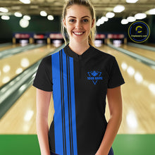Load image into Gallery viewer, Black &amp; Blue retro Bowling shirts for Women custom Today's forecast bowling with a chance of cussing NQS10453