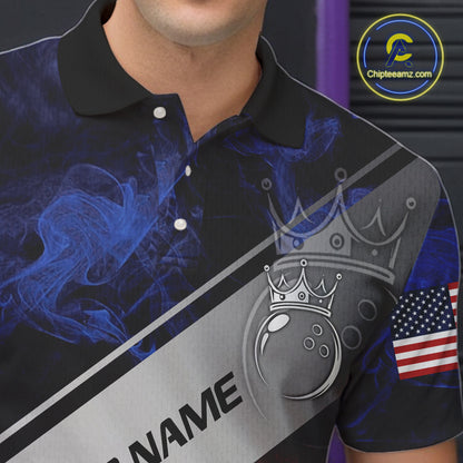 Red, White & Blue Smoke American Flag Bowling shirts For men Custom patriotic Team bowling jersey NQS11269