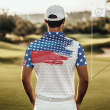 Load image into Gallery viewer, Personalized Red, White and Blue American Flag Men golf polo shirts Custom patriotic mens golf wear NQS9550