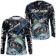 Load image into Gallery viewer, Custom Musky Fishing Camo Long Sleeve Fishing Shirts, Personalized Muskie Fishing Team Jerseys NQS9702