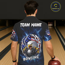 Load image into Gallery viewer, Blue Lightning Thunder US Flag Eagle Bowling Hawaiian Shirt Custom Patriotic Bowling Team Jerseys NQS11749