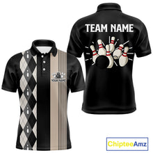 Load image into Gallery viewer, Retro Black argyle pattern Bowling shirts For Men custom bowling team jerseys Bowler Outfits NQS10276