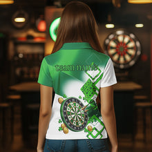 Load image into Gallery viewer, Green shamrock Women Darts Polo, Quarter Zip shirts Custom St Patrick Day team league darts jersey NQS9557