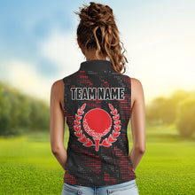 Load image into Gallery viewer, Black and Red Camo Womens golf shirts sleeveless Custom ladies golf outfit team golf shirts NQS9715