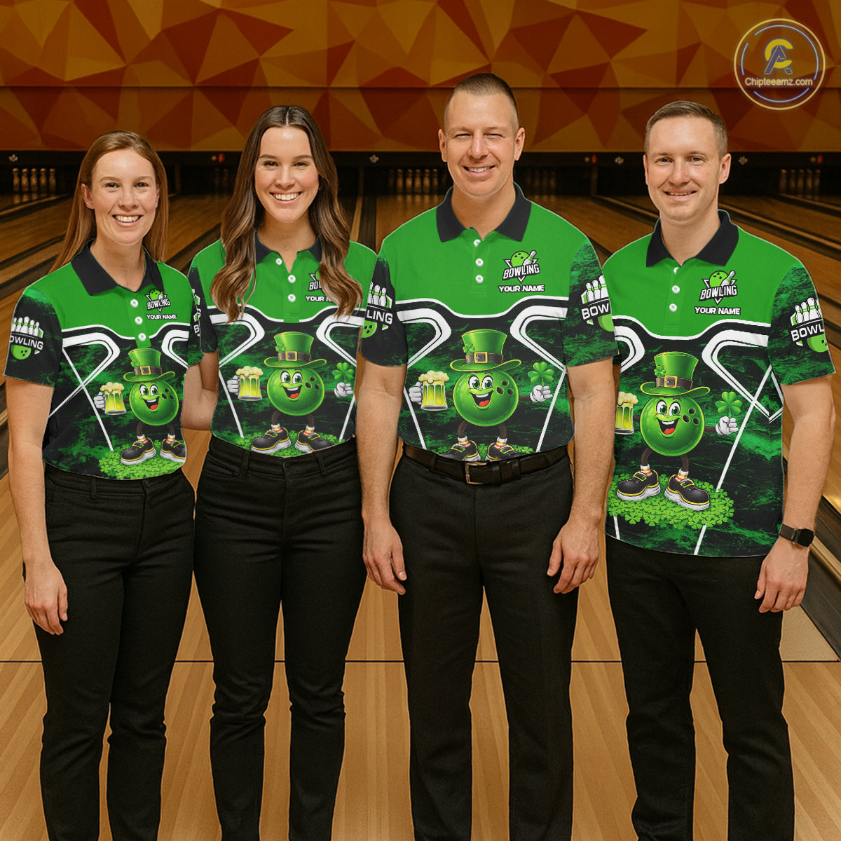 Funny Bowling and Beer Green Shamrock Bowling shirts for Women Custom St Patrick Team bowling Jerseys NQS11672
