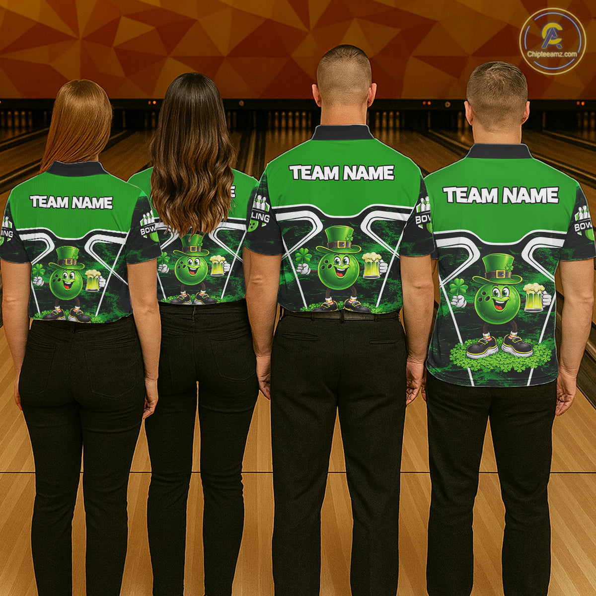 Funny Bowling and Beer Green Shamrock Bowling shirts for Women Custom St Patrick Team bowling Jerseys NQS11672