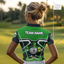 Load image into Gallery viewer, Funny Golf and Beer Green Shamrock Golf shirts for Women Custom St Patrick Team Ladies Golf Jerseys NQS11673