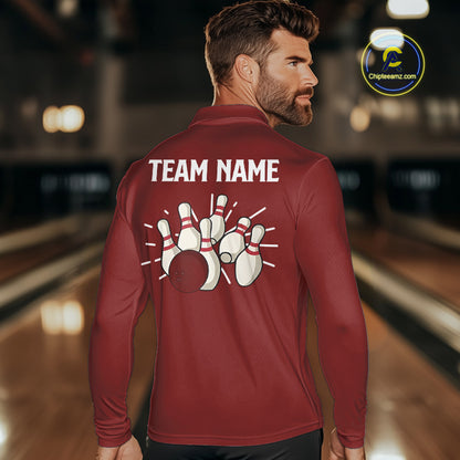 Retro Red argyle pattern Bowling shirts For Men custom bowling team jerseys Bowler Outfits NQS10151