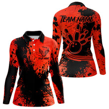 Load image into Gallery viewer, Black and Red Womens Bowling Polo, Quarter Zip Shirts Custom Bowling Team League Jerseys NQS9569
