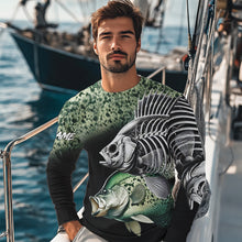 Load image into Gallery viewer, Crappie Reaper Skeleton Green scales Custom Long Sleeve Fishing Shirts, Personalized Fishing Gifts NQS9573