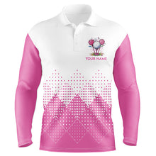 Load image into Gallery viewer, White and Pink argyle plaid pattern Men's custom golf shirts, personalized golf gifts for men NQS8310