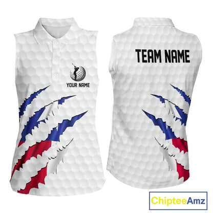 Personalized Texas Flag Women sleeveless polo shirt, Custom Patriotic Golf Team Shirts For ladies NQS10156