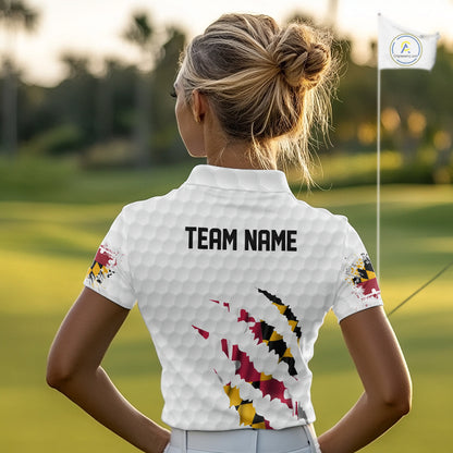Personalized Maryland Flag Women golf polo shirts, Custom Patriotic Golf Team Shirts For ladies NQS10157