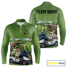 Load image into Gallery viewer, Funny Green frog Mens Golf polo shirts Custom golf outfit for men, personalized golf gifts NQS11300