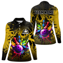 Load image into Gallery viewer, Colorful bowling jersey Polo, 1/4 Zip Shirt for Women Custom Bowling Team shirts for bowler| Yellow NQS9728