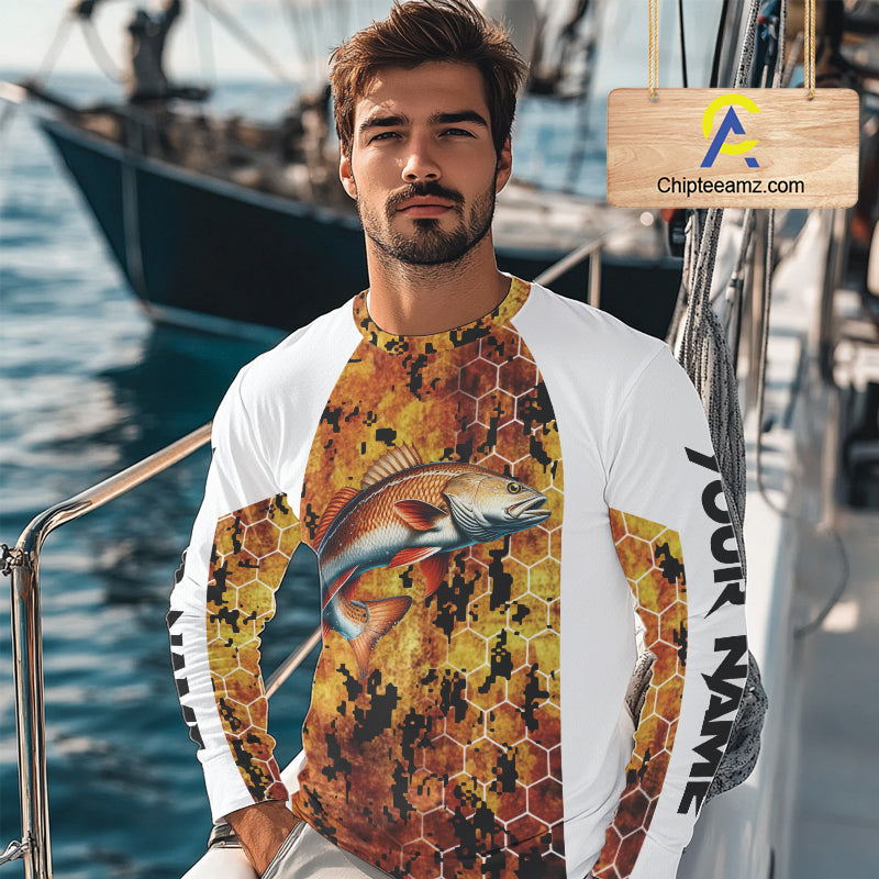 Redfish Fishing Scales Camo custom performance long sleeve Redfish fishing shirts NQS10005