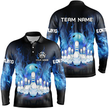 Load image into Gallery viewer, Blue Flame Bowling Shirts For Men Custom Bowling Team League Jerseys Bowling Uniform Outfits NQS8792