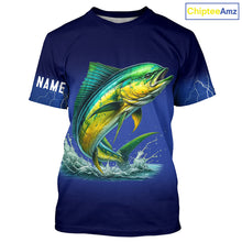Load image into Gallery viewer, Mahi Mahi Fishing blue lightning 3D All Over printed shirts Customized Name Dorado Fishing apparel NQS314