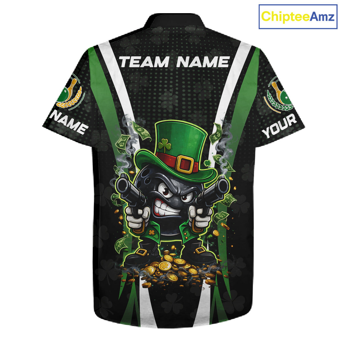 Funny St Patrick cowboy gunner Bowling Hawaiian shirt Custom Team Bowling Jerseys NQS11543