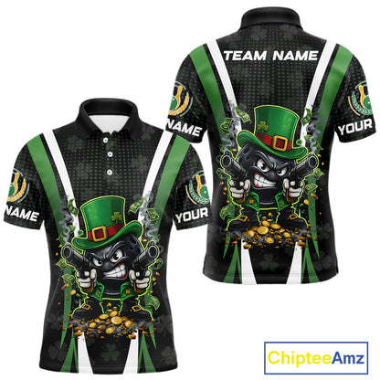Funny St Patrick cowboy gunner Bowling Polo, 1/4 zip shirts For Men Custom Team Bowling Jerseys NQS11543