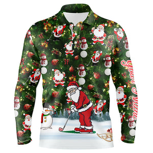 Funny Christmas golf shirt custom name Mens golf polo shirt - Santa Golfer Christmas gifts NQS4212