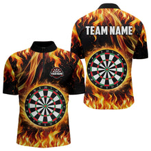 Load image into Gallery viewer, Flame Darboard Fire Pattern Custom Darts Polo, Quarter-Zip Shirts For Men Dart Team Jerseys NQS9459