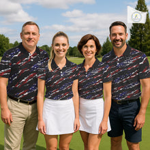 Load image into Gallery viewer, Black American Flag pattern Golf Polo shirts for Women custom ladies patriotic golf shirts NQS11553