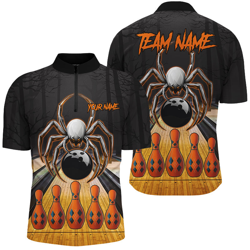 Funny Spider Halloween Bowling Shirts For Men Custom Bowling Team Jerseys, Halloween Bowling Outfits NQS8569