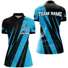 Load image into Gallery viewer, Black and Blue Camo Bowling Polo, 1/4 zip shirts Custom Team Women Bowling jerseys NQS8156