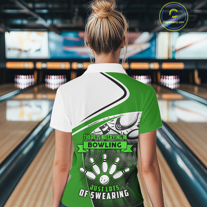 Funny Bowling Shirt For Women custom name There is no crying in bowling just lots of swearing | Green NQS11350