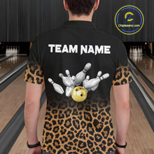 Load image into Gallery viewer, Custom Leopard Bowling Polo, Quarter Zip Jerseys for Men, Personalized Leopard Bowling Team shirts NQS11570
