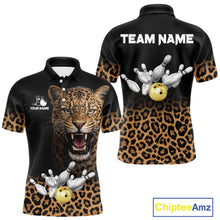 Load image into Gallery viewer, Custom Leopard Bowling Polo, Quarter Zip Jerseys for Men, Personalized Leopard Bowling Team shirts NQS11570