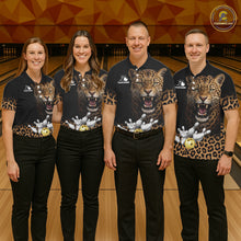 Load image into Gallery viewer, Custom Leopard Bowling Polo, Quarter Zip Jerseys for Men, Personalized Leopard Bowling Team shirts NQS11570