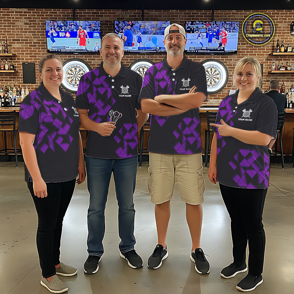 Personalized Black and Purple Darts Board Women Dart Shirts Custom Cool Dart Jersey For Team NQS11568